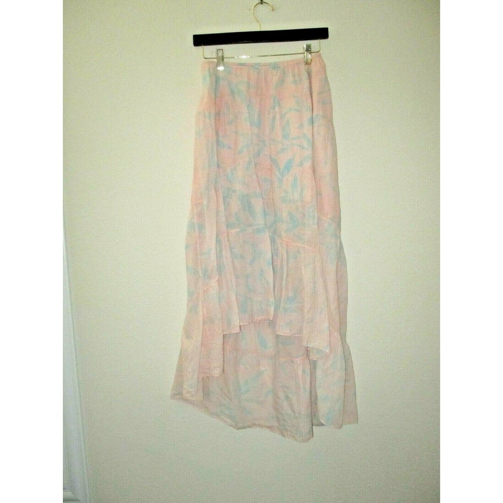 Amanda Bond Skirt Bianca Hand Dyed High Low Tiered Blue/Pink Cotton- size XS